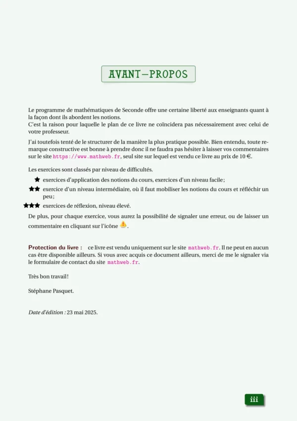 Cours et exercices corrigés de mathématiques en PDF, Seconde générale