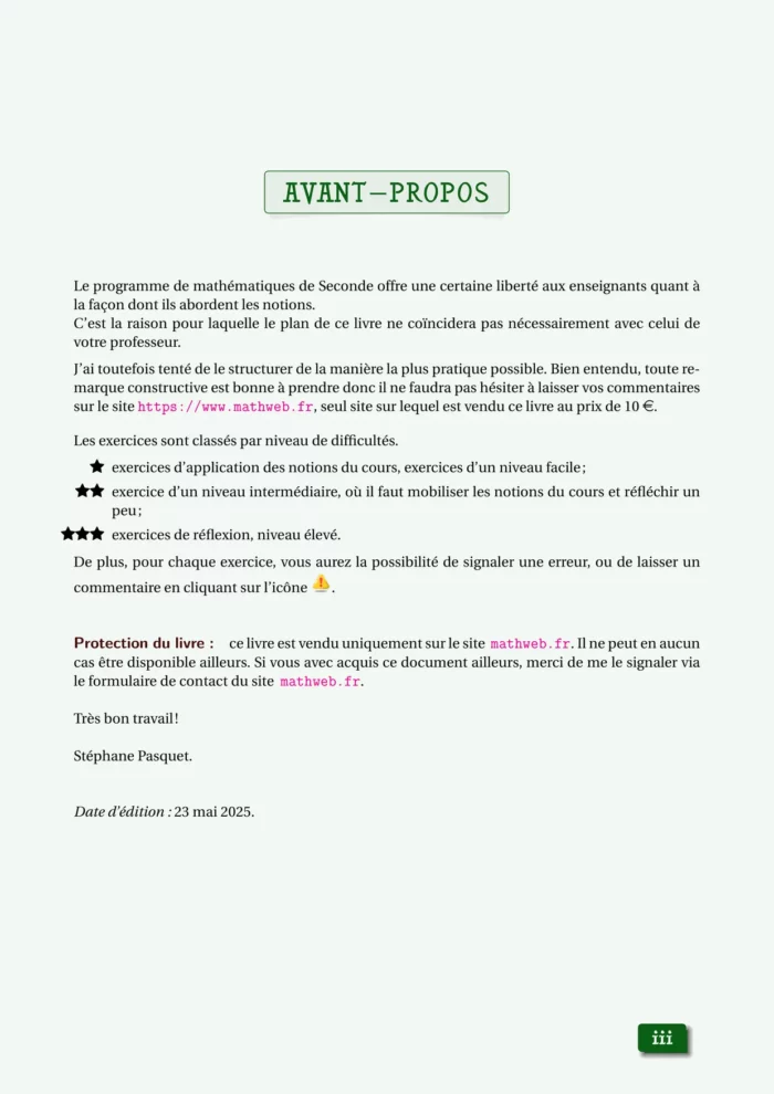 Cours et exercices corrigés de mathématiques en PDF, Seconde générale