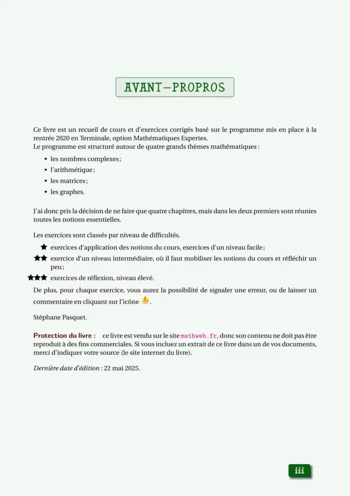 Cours et exercices corrigés de mathématiques en PDF, Terminale maths expertes