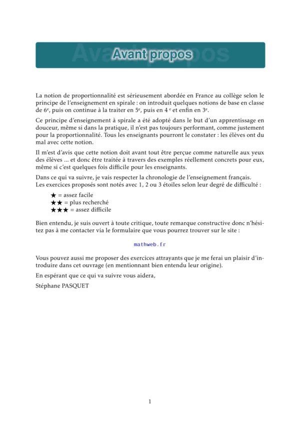 La proportionnalité au collège