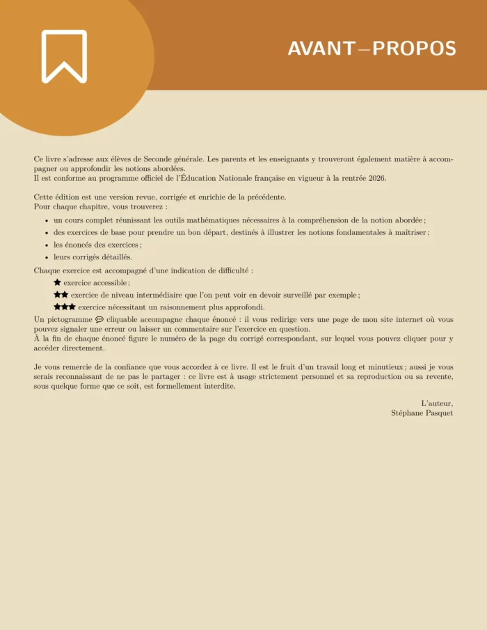 seconde-2 Cours et exercices corrigés de mathématiques en PDF, Seconde générale