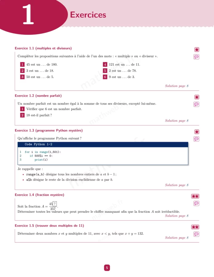 seconde-6 Cours et exercices corrigés de mathématiques en PDF, Seconde générale